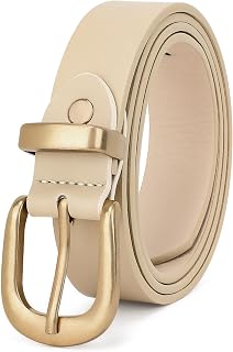 JASGOOD Ceinture en cuir pour femme avec boucle dorée, C-beige., Fit waist size 37-42''