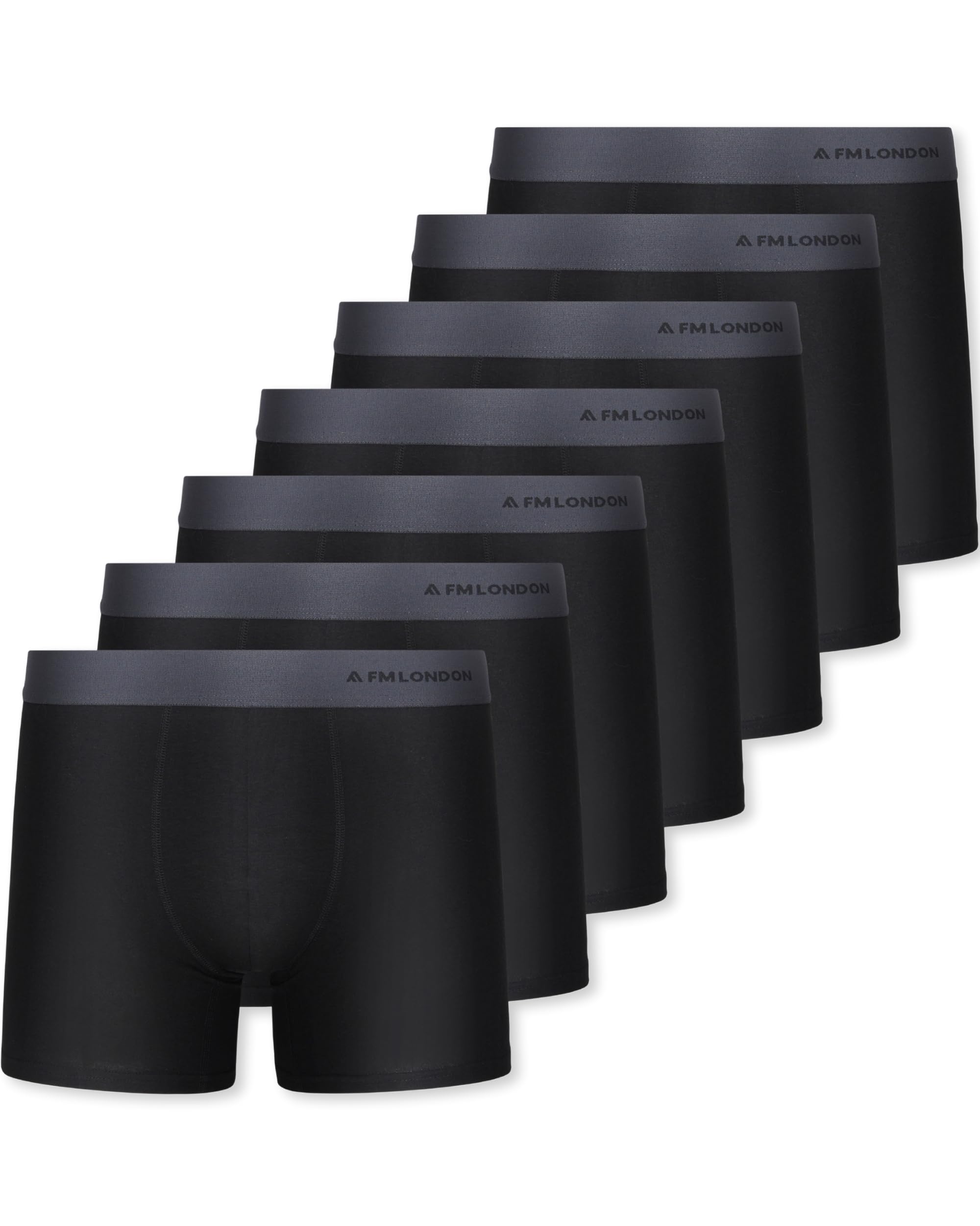 FM London Pack of 7 Men's Boxer Shorts, Cotton Rich and Breathable