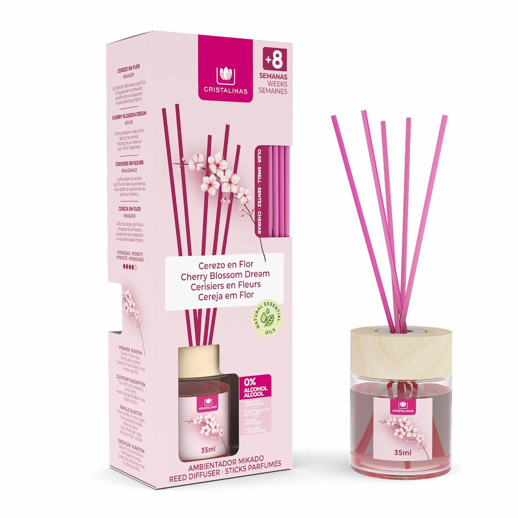 Cristalinas 35ml Cherry Blossom Air Fresheners for Home - Reed Diffusers for hom