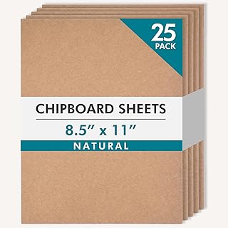 Grafix Medium Weight Chipboard – 8.5"x11", Natural Acid-Free 0.057” Sheets, Create Three-Dimensional Embellishments for Cards, Papercrafts, Mixed Media, Home Décor, and More, Pack of 25