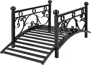 GIANTEX 3.3 FT Metal Garden Bridge, 330 lbs Capacity Outdoor Landscape Bridges with Powder-Coated Finish & Scrollwork Rails, Decorative Bridge for Backyard, Lawn, Garden Pathway, Easy Assembly