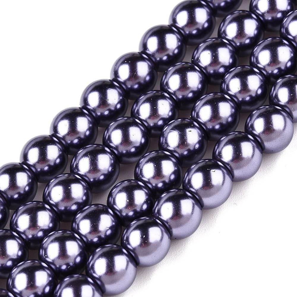 100pcs 8mm Painted Pearlescent Glass Beads Pure Color Shiny Pearl Beads Jewelry 