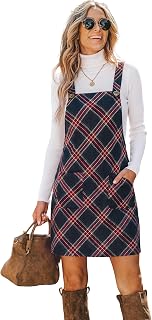CUPSHE Corduroy Mini Fall Dress for Women Front Bib Pocket Square Neck Wide Straps A Line Casual Winter Overall Dresses