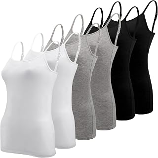 BQTQ 6 Pieces Tank Tops Women Basic Camisole Spaghetti Strap Adjustable Tank Top for Women