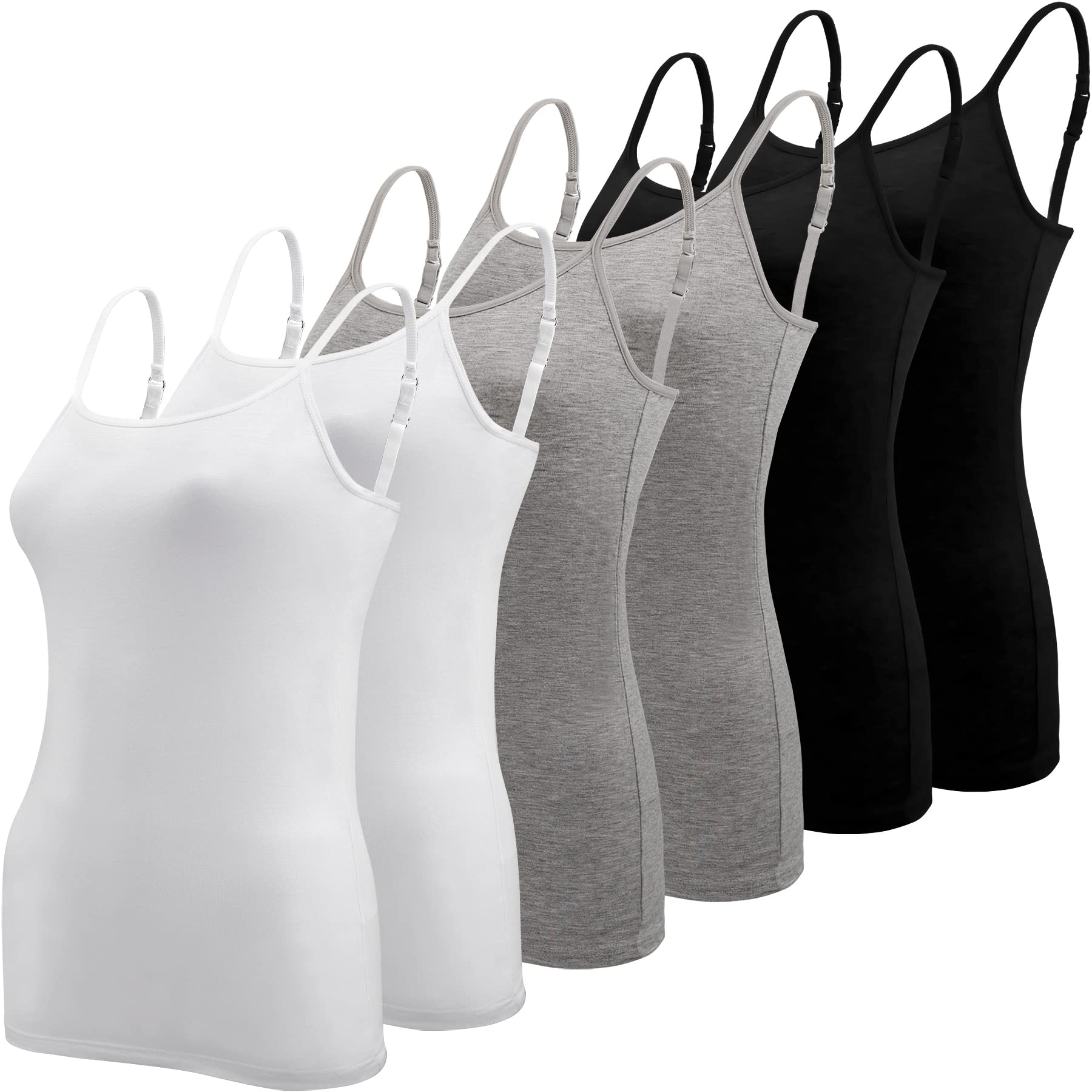 BQTQ 6 Pieces Tank Tops Women Basic Camisole Spaghetti Strap Adjustable Tank Top
