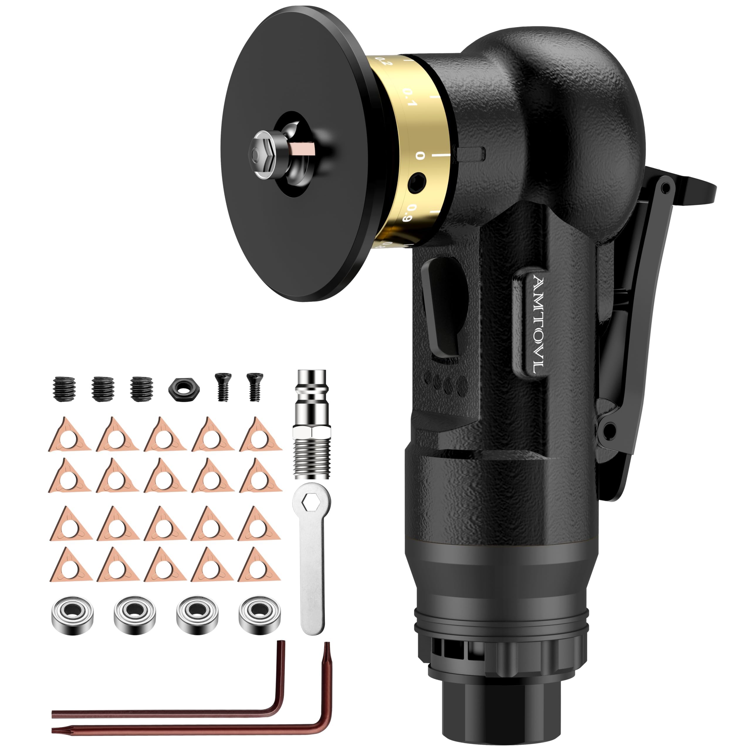 AMTOVL Pneumatic Chamfering Tool, Mini Air Chamfer Tool W/ 10C & 10R Blades | Ch