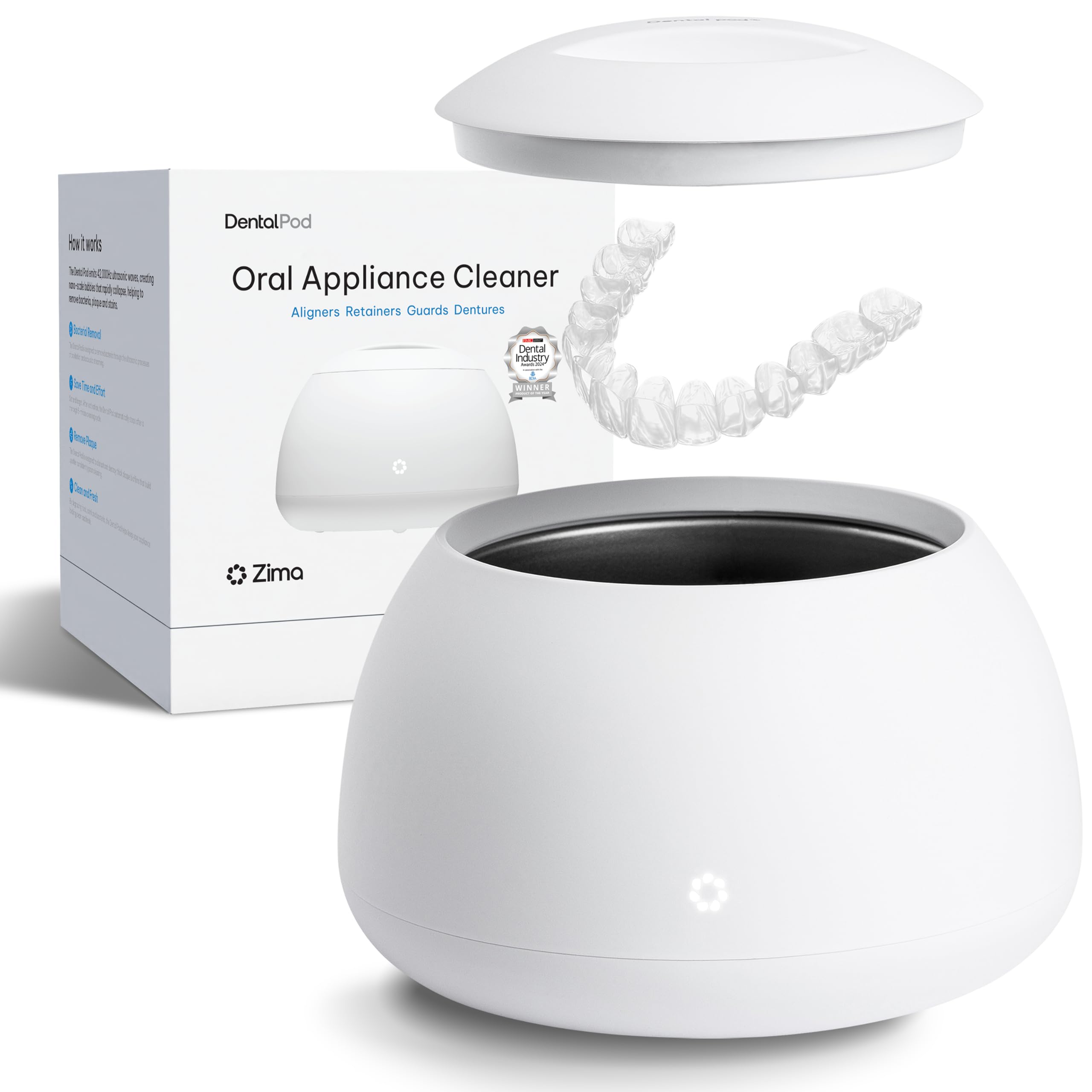 Zima Dental Pod: Ultrasonic Cleaner Machine for Retainers, Aligners, Mouth Guard