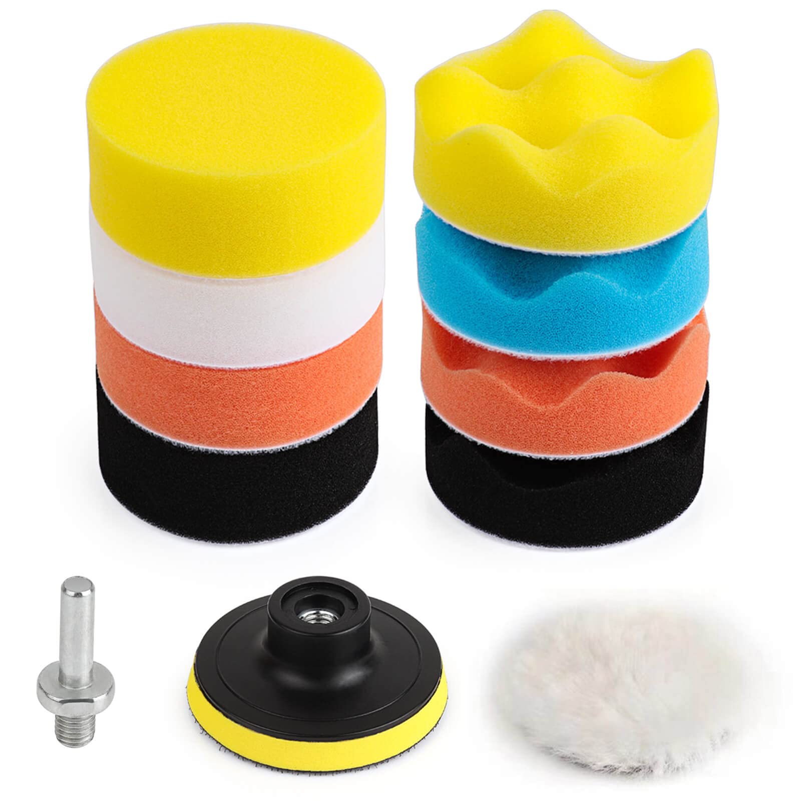 Kshineni 3 Inch Drill Buffing Pad, 11 Pcs Car Foam Polishing Pads Kit, Drill Buf