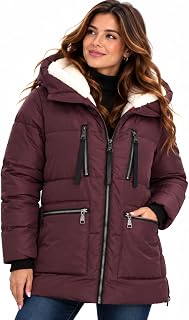 Steve Madden Womens Winter Coat - Quilted Puffer Parka Jacket, Sherpa Hood