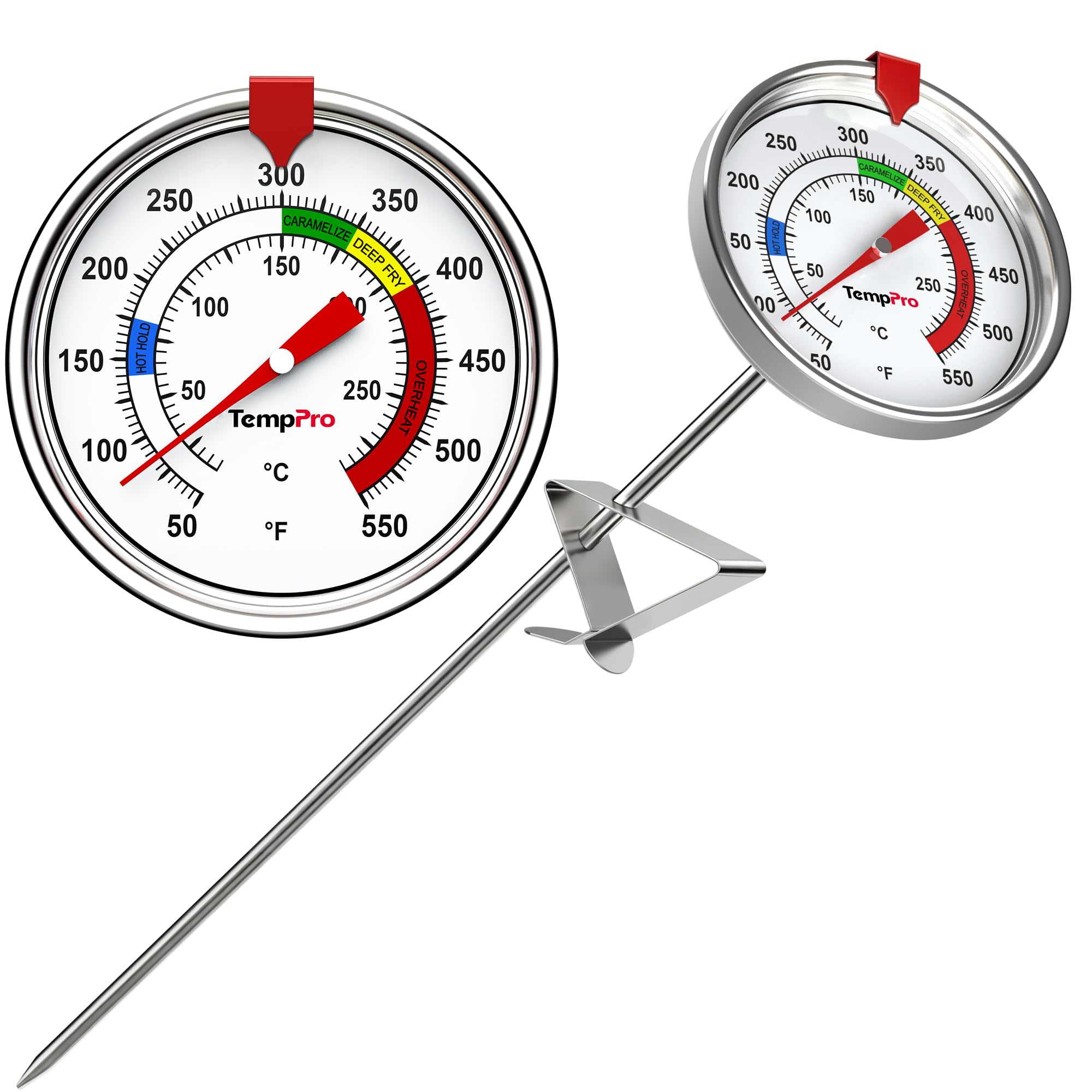 TempPro Candy Thermometer with Pot Clip, Oil Thermometer for Frying | 9" Long Pr