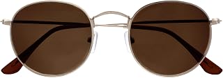 OPULIZE SOL Reading Sunglasses for Women Men,Tinted Lens with UV400 Protection,Scratch Resistant Round Metal frame with Spring Hinges, Matt Gold With Dark Brown Tips +2 (Pack of 1)