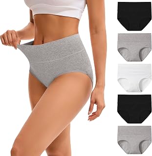 INNERSY Unterhosen Damen Baumwolle Slips Hohe Taille Unterwäsche 5er Pack