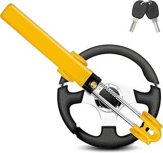 GADLANE Twin Bar Steering Wheel Lock (Yellow) | High Visibility Anti-Theft Device, Car Steering Lock, Strong Car Security for Cars, Van & Caravan with 2 Keys