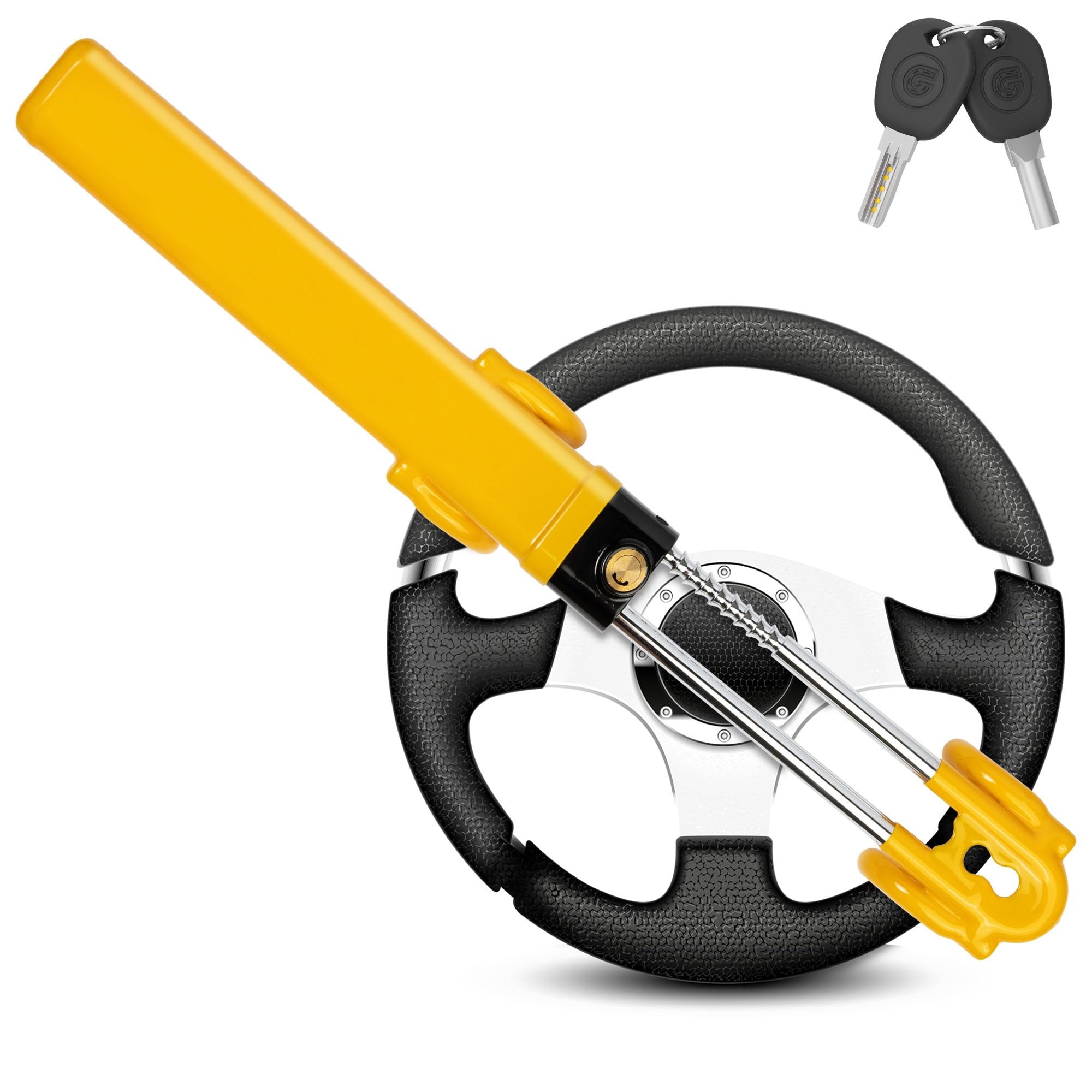 GADLANE Twin Bar Steering Wheel Lock (Yellow) | High Visibility Anti-Theft Devic