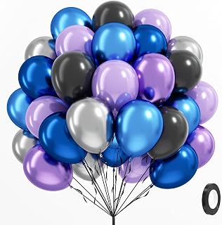 12inch Space Balloons with Black Metallic Blue Purple Silver Balloons