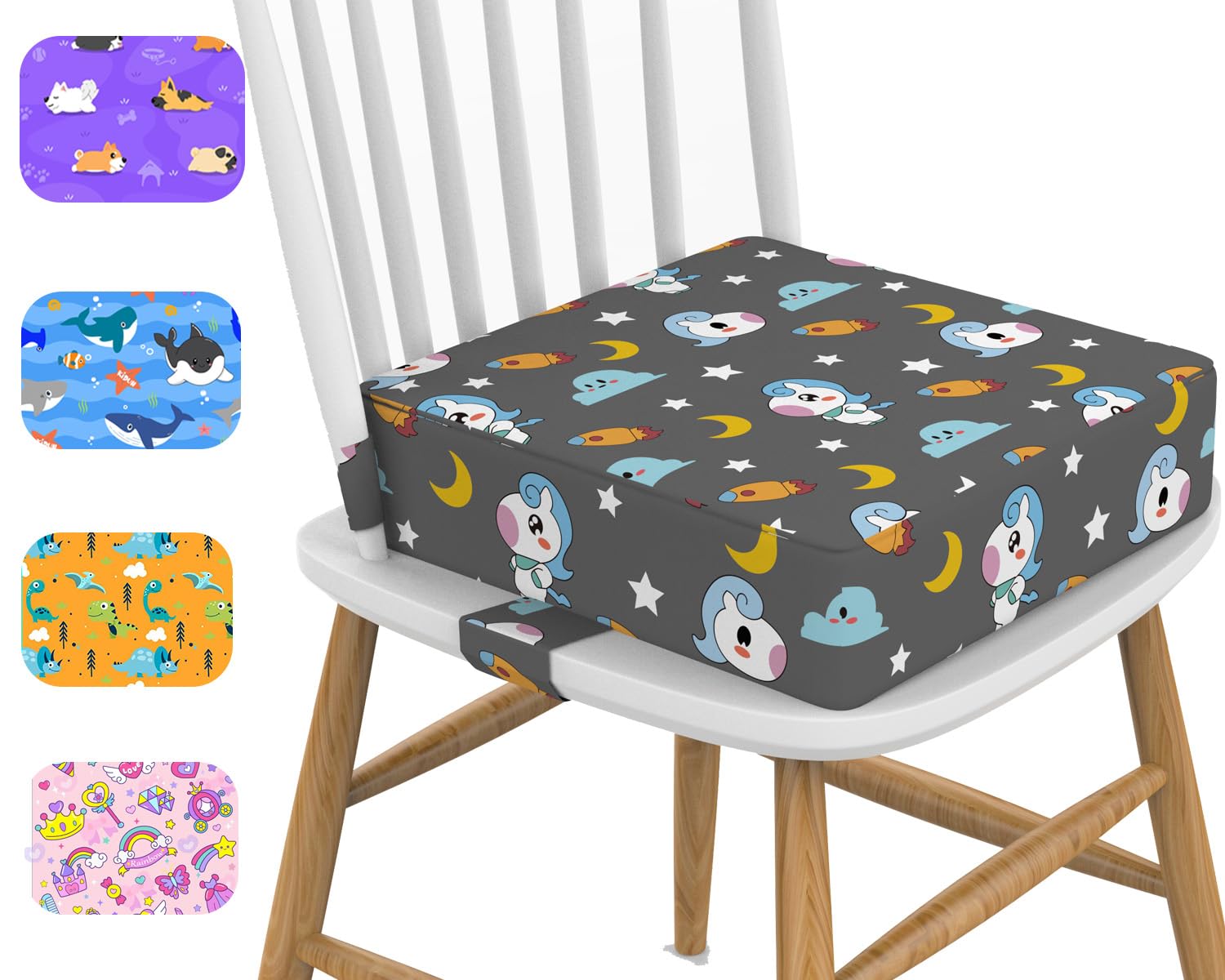 KIDUN 4 Inch Toddler Booster Seat for Table, Booster Seat for Eating -Black | Ad