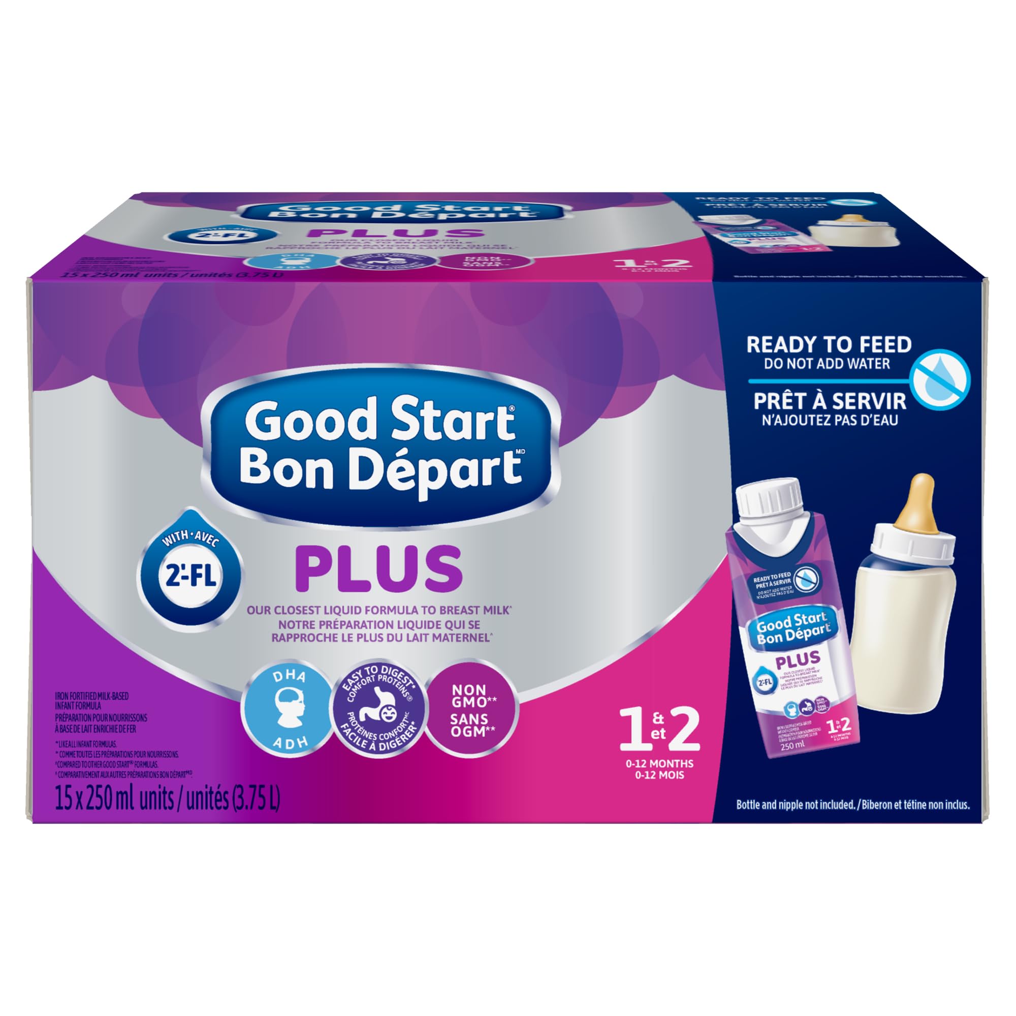 Good Start Plus 1 Ready To Feed Baby Formula, 0+ Months, 15 x 250 ml | DHA, 2' -
