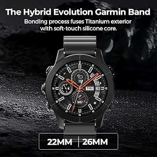26mm 22mm Grade 2 Titanium Silicone Band for Fenix 9/8/7/7X/6X/Tactix 8 51mm/Enduro 3 51 mm, QuickFit Metal Strap for Venu 4 45mm/Fenix 9 pro,Lightweight,Skin-Friendly Anti-Slip, No Hair Pulll