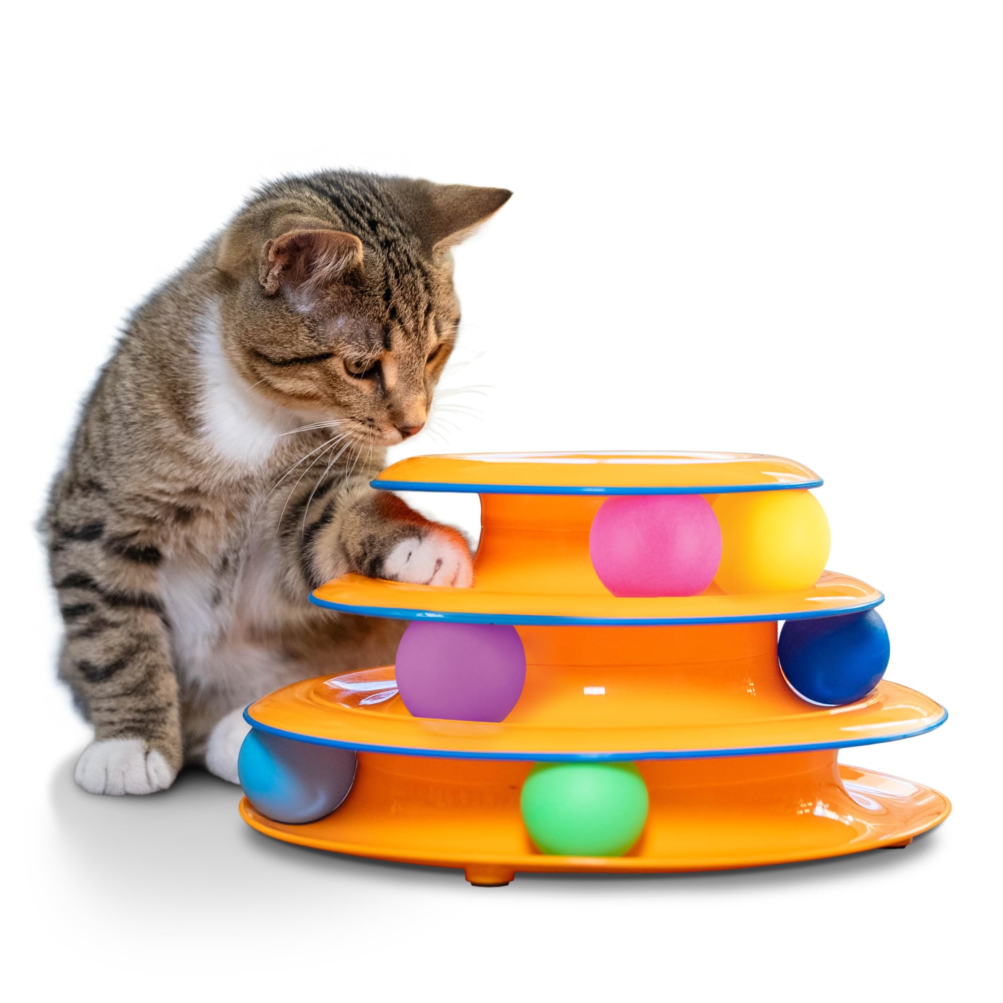 Catstages Tower of Tracks Interactive Cat Toy, 6 Spinning Balls, 10" x 5.3" | 3 