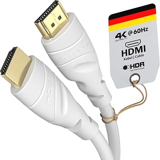 KabelDirekt 4K HDMI Cable - 7.5m - White - for PS5, Blu-ray, Xbox