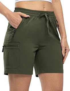 TBMPOY Pantaloncini cargo da donna leggeri ad asciugatura rapida, atletici, estivi, golf, viaggi, campeggio, con tasche con cerniera