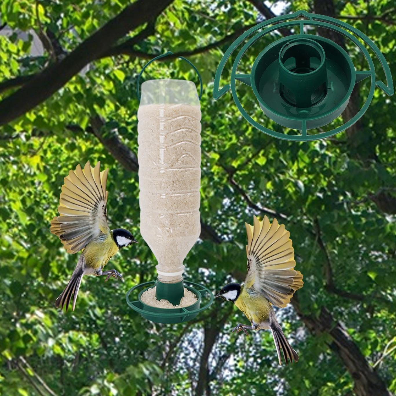 Garden Hanging Bird Feeder Patio Outdoor Wild Bird Self Feeding Tray 1 Swivel Fi