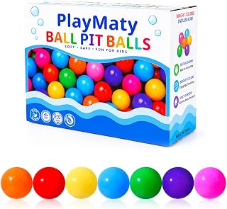 PlayMaty Ball Pit Balls 100pcs Kids Swim Pit Fun Ball Toys for Baby Playhouse Pool with Box and Mesh Bag