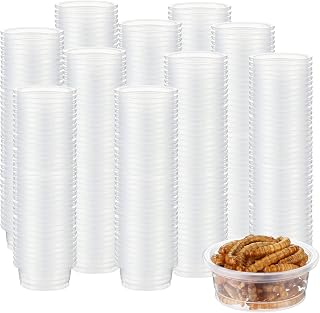 EBOOT 500 Pcs Reptile Food Cups Plastic Feeder Bowls for Gecko,0.5oz | For Lizards Tarantulas and Small Reptiles, Feeding and Watering Station, Stackable Clear Plastic, Holds Mealworms Crickets