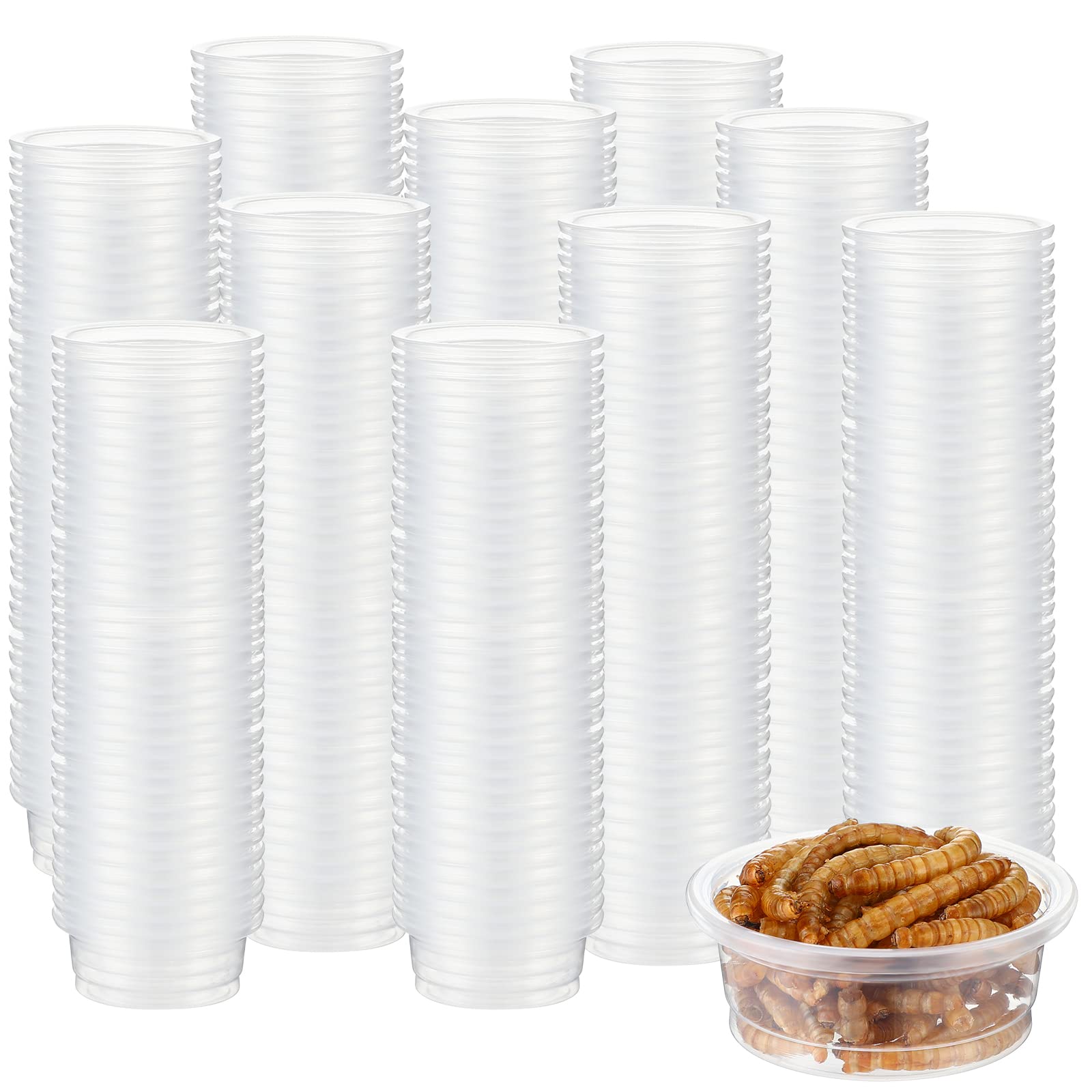 EBOOT 500 Pcs Reptile Food Cups Plastic Feeder Bowls for Gecko,0.5oz | For Lizar