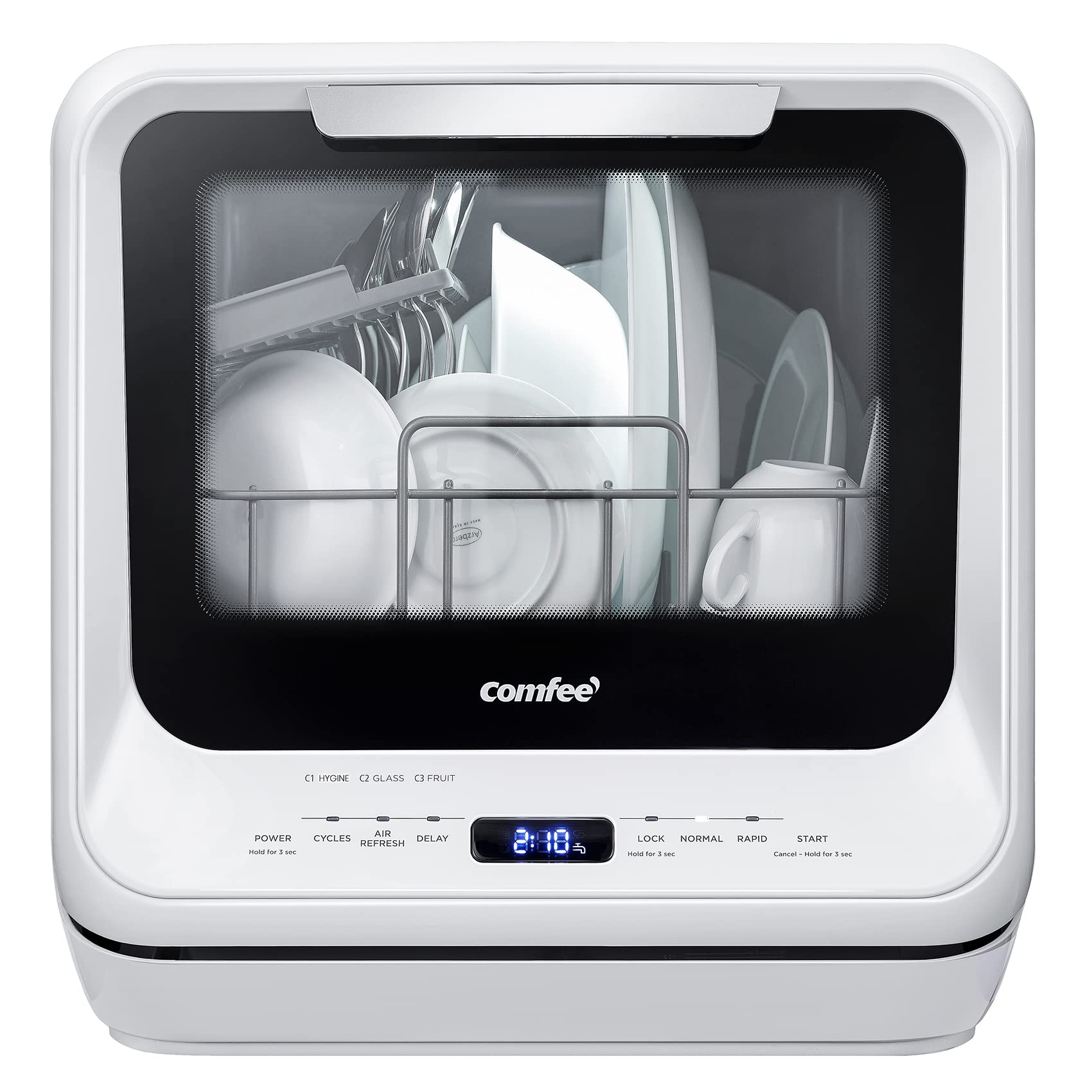 COMFEE' Countertop Dishwasher Portable with 1.32Gal Water Tank, 6 Programs | No 