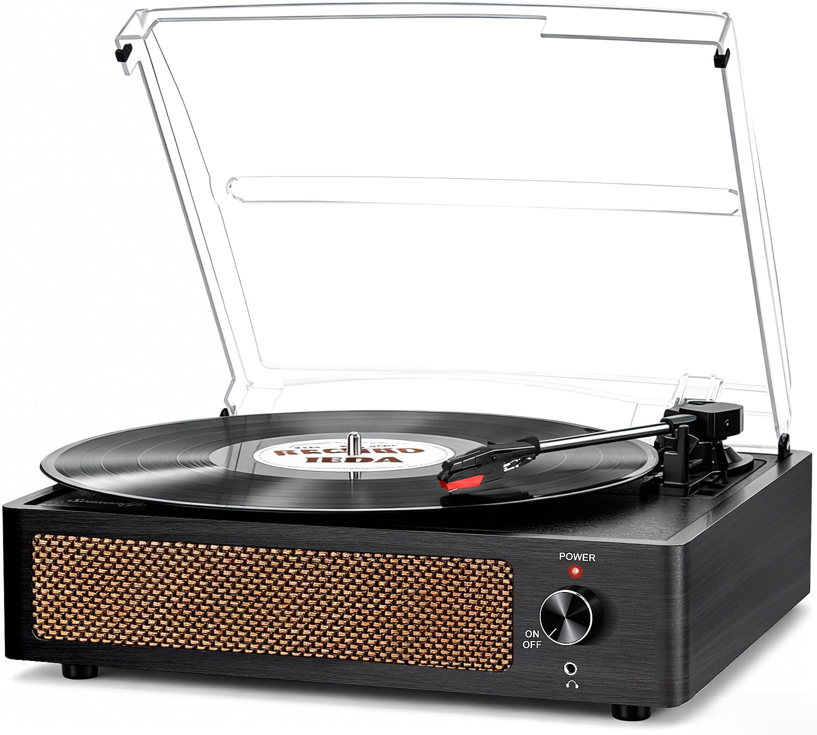 Seasonlife® Vinyl Record Player with Speakers,Wood Black Vintage Turntables | Al