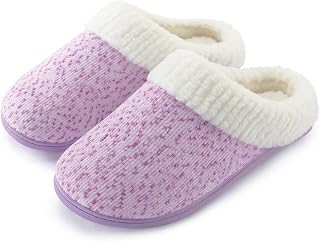 ULTRAIDEAS Women's Cozy Memory Foam Slippers Plush Fleece Lined House Shoes w/Indoor, Outdoor Anti-Skid Rubber Sole