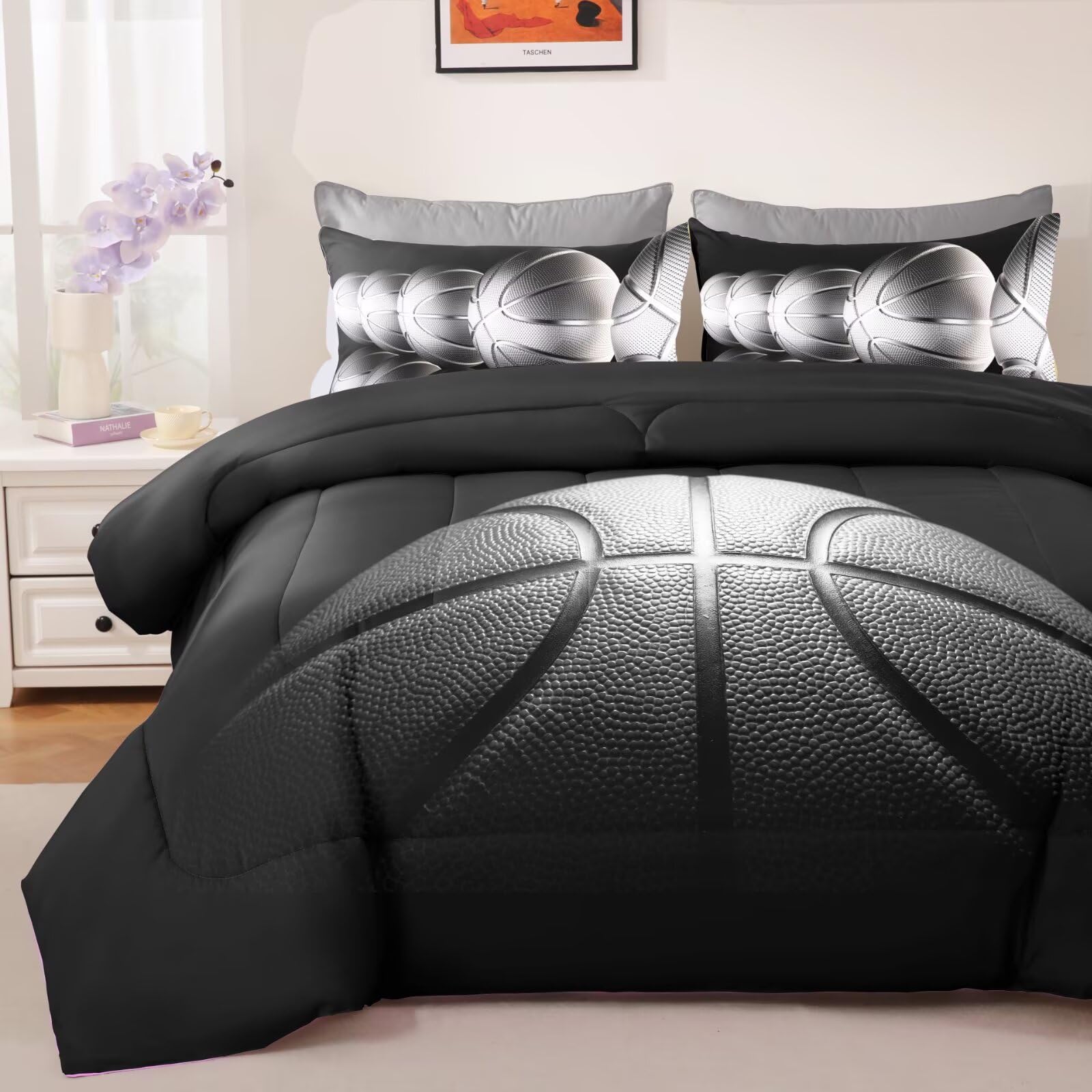 Basketball Comforter Set Full Size for Boys Kids Teens All Season Sports Theme B