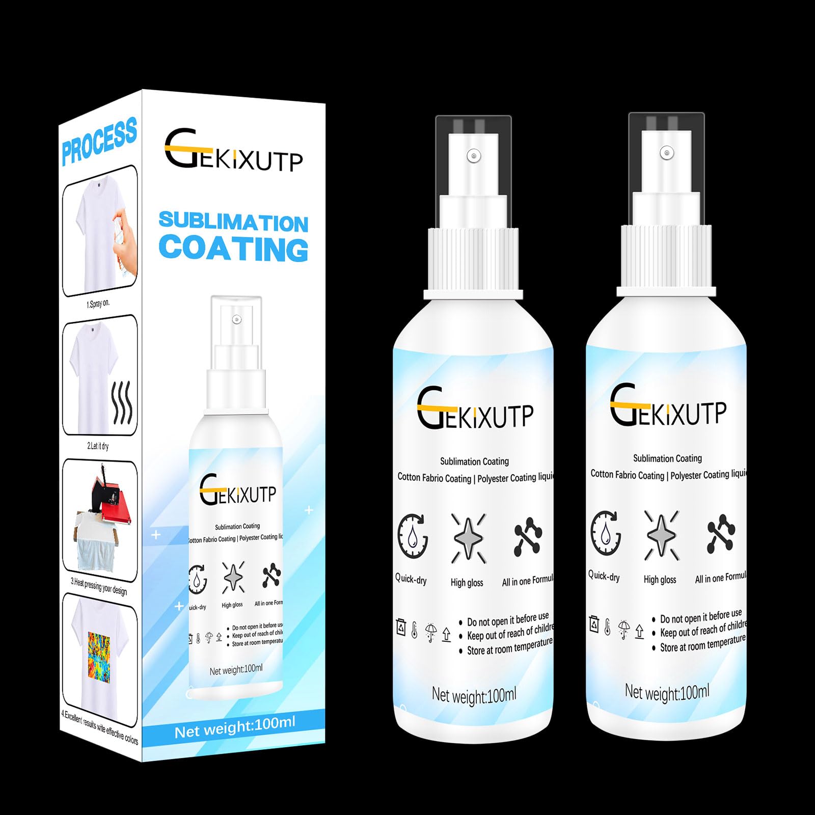 2 x 100ml Sublimation Spray for Cotton Tshirts，Sublimation Coating Spray for T-S