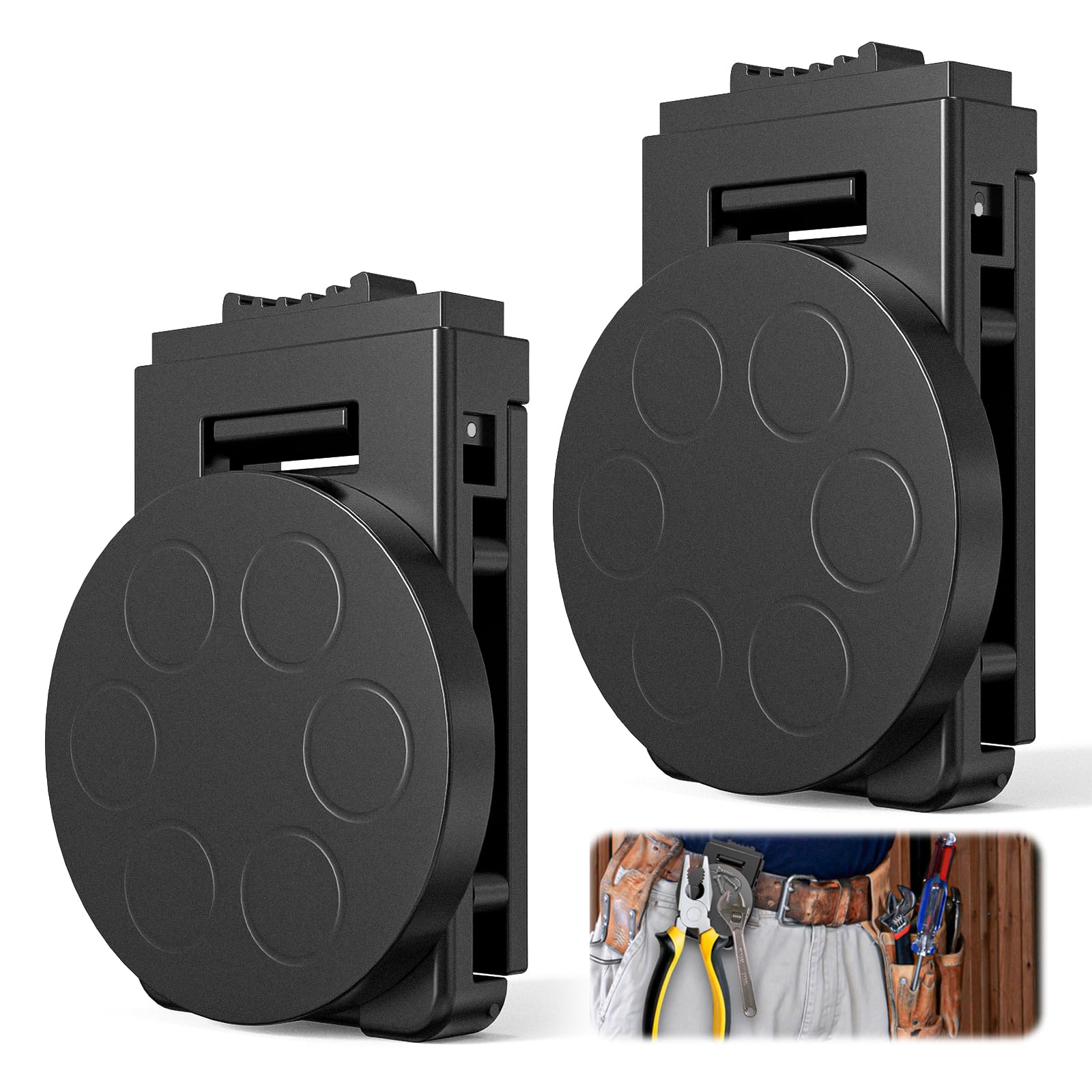 Heavy Duty 2 Piece Non-Slip Magnetic Tool Belt Clip for Hammers and Drills