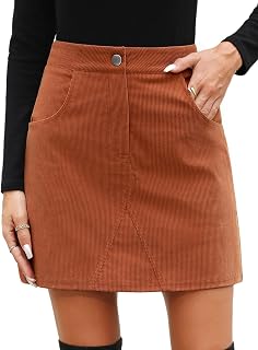 heekpek Damen Cordrock Minirock Hohe Taille Rock Winterrock