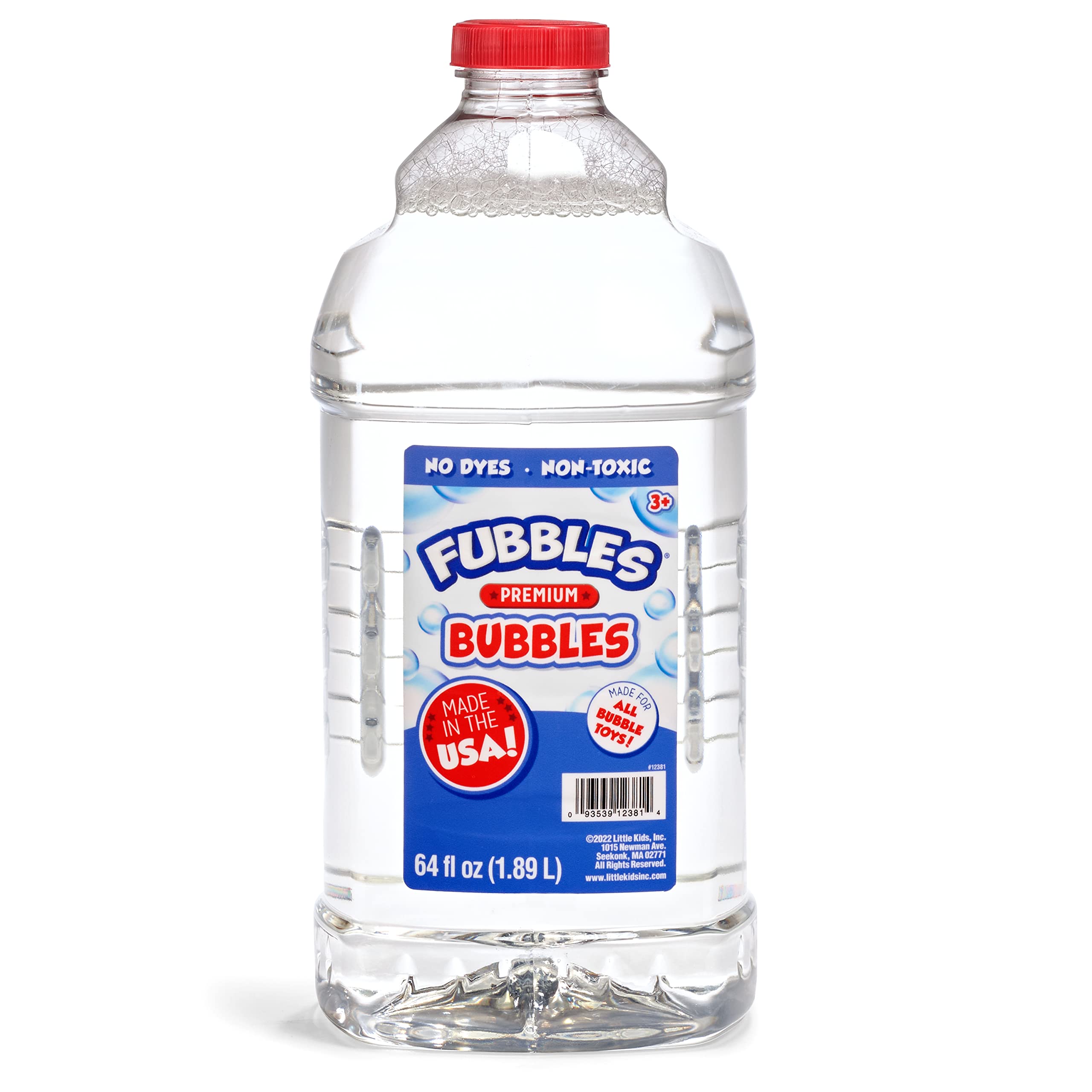 Little Kids Bubbles by Fubbles | Made in The USA | 64oz Non Toxic Bubble Solutio