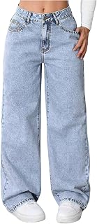 GORGLITTER Girl's Baggy Jeans Wide Leg High Waisted Denim Pants Clothes