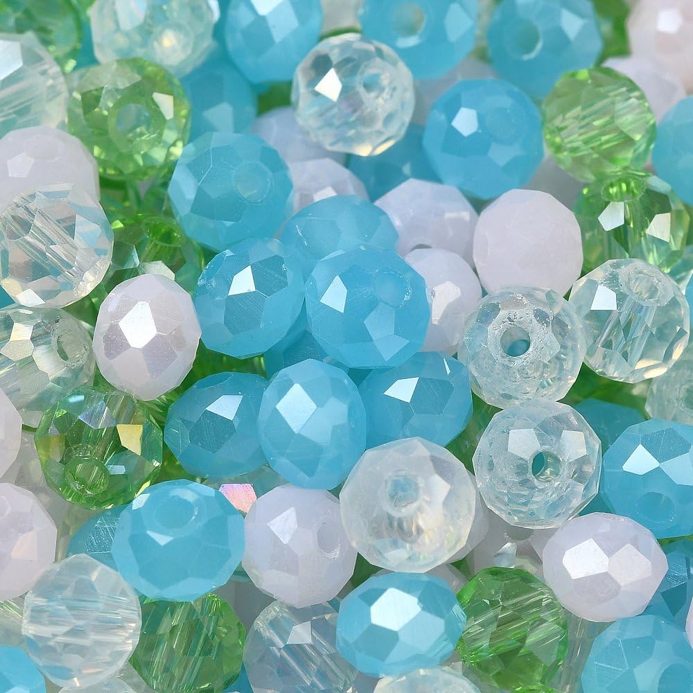 280pcs 60g Rondelle Faceted Glass Beads Mixed Color Glass Loose Beads for DIY Br