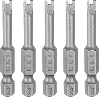 Generic 5pcs U Shape Screwdriver Bits U 2.0 1/4" Hex Shank 2" Insert Bits S2 Magnetic U Type Screwdriver for Electronic Appliances