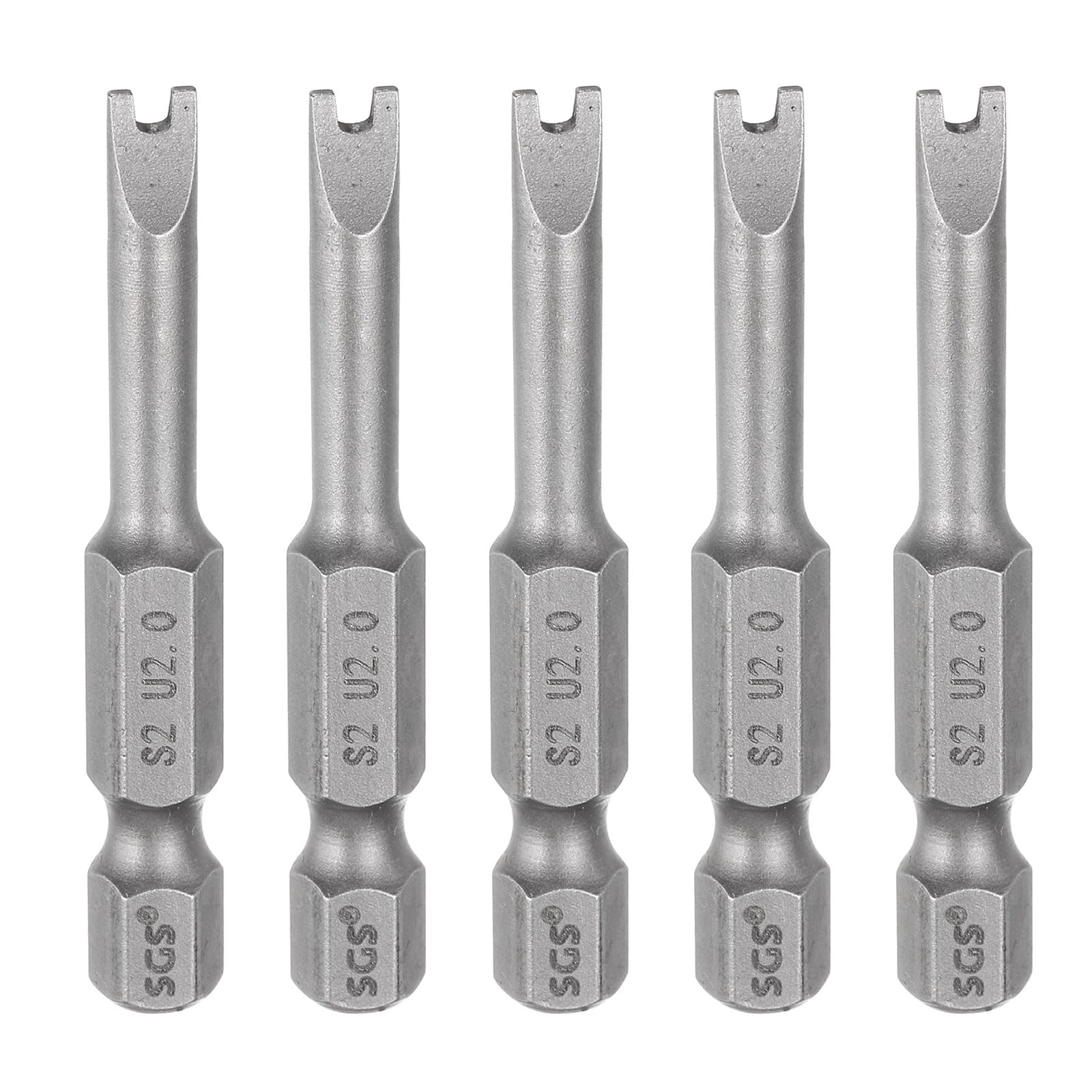 Generic 5pcs U Shape Screwdriver Bits U 2.0 1/4" Hex Shank 2" Insert Bits S2 Mag