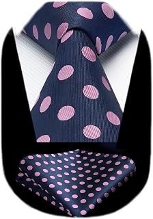 HISDERN Men's Elegant Polka Dot Tie and Handkerchief for Weddings Business Tie Set
