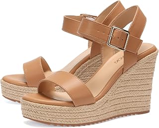 VICKI·VICKI Women's Platform Sandals Wedge Ankle Strap Open Toe Sandals