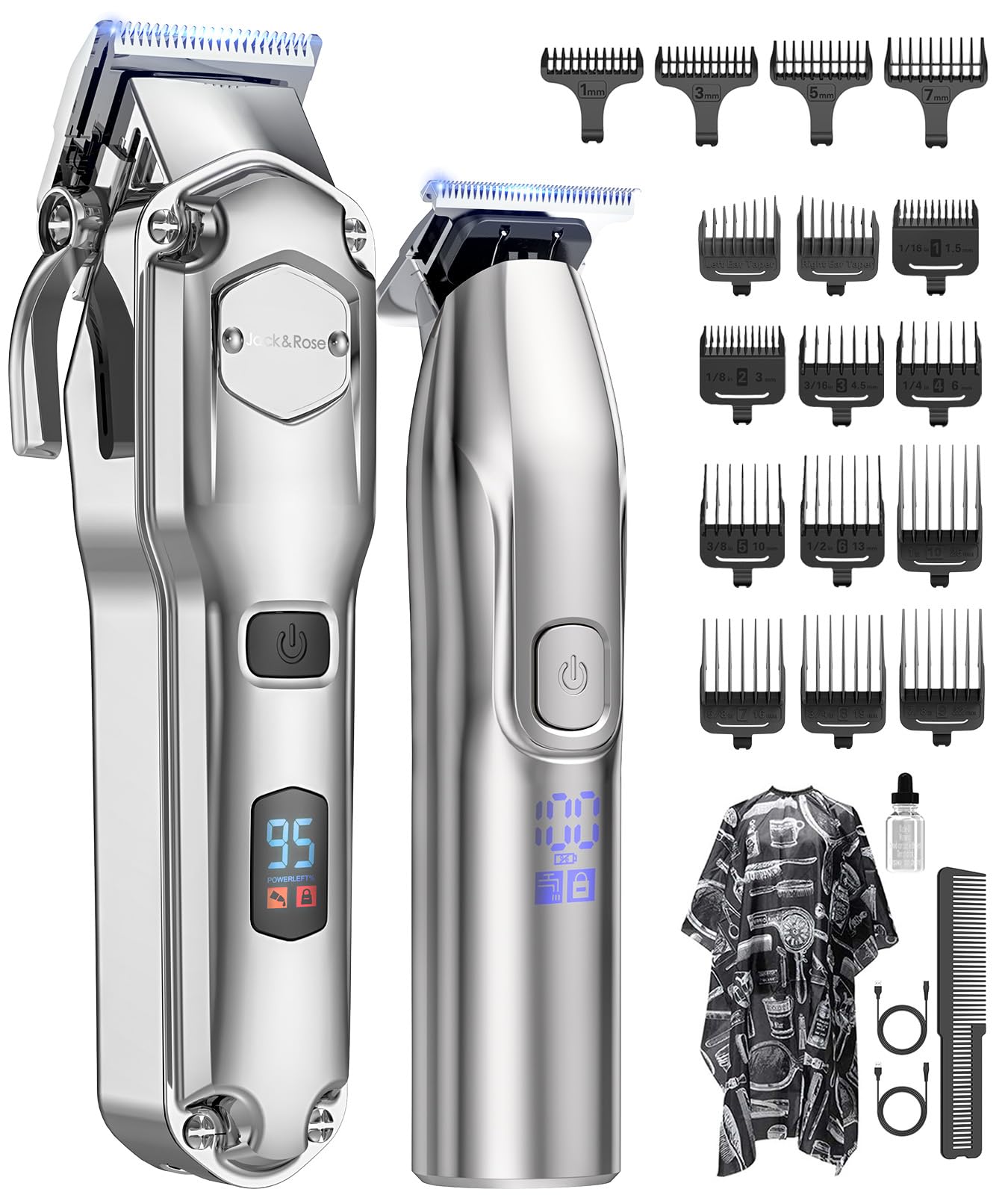 Jack & Rose Clippers and Trimmers Set, Cordless Hair Clippers for Men, Barber Cl