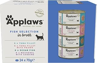 Applaws 100% Natural Wet Cat Food, Multipack Fish Selection in Broth 70g Tin (24 x 70g Tins)