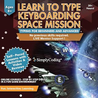 Typing for Kids Ages 9-12 Keyboarding Space Mission: Learn to Type Software Program - Beginners to Advanced Computer Typing Games and Lessons (PC, Mac, Chromebook Compatible)