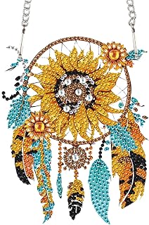 Sunflower Dream Catcher Diamond Painting Kit DIY Hanging Chain Ornament Colorful Glass Wall Decor for Adults Home Wall Decor