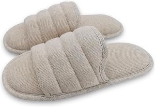 ofoot Men Comfortable Cotton Open Toe Home Slippers,Summer Indoor Slides Memory Foam Non-Slip