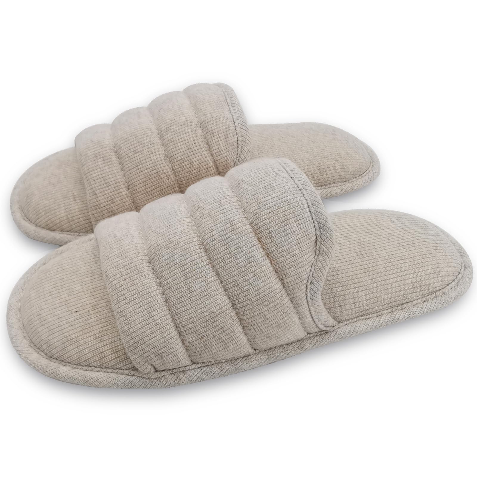 ofoot Men Comfortable Cotton Open Toe Home Slippers,Summer Indoor Slides Memory 