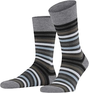 FALKE Men's Tinted Stripe Socks Breathable Climate-Regulating Odour-Neutralising Wool Cotton Patterned All-Rounder Warm For Dress Casual Business Looks 1 Pair